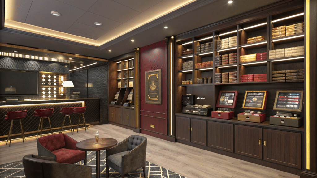 Smoke shop and slot machine interior design