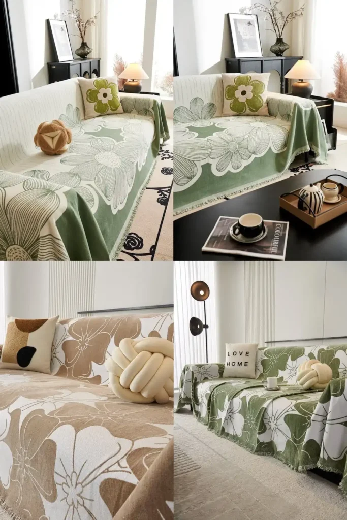 flowering pear tree print sofa